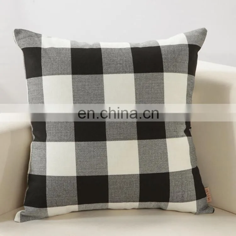 Home Grid Pillow Case Sofa Cushion Cover Custom