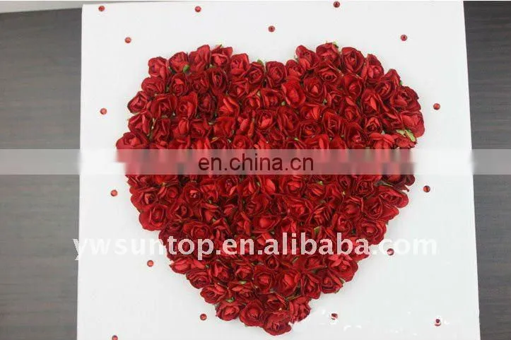 2015 cheap Novel heart design with rose decoration wedding guest book