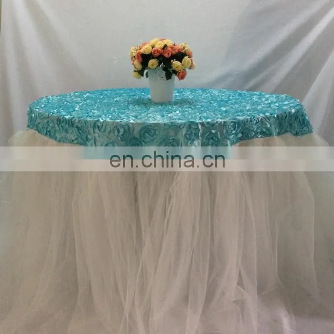 Romatic Wedding Rosette and Tulle Table Skirting Designs