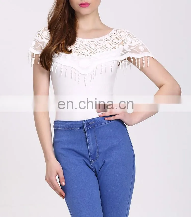 2016 Ladies New Design Fashion Top Jointed Lace Top