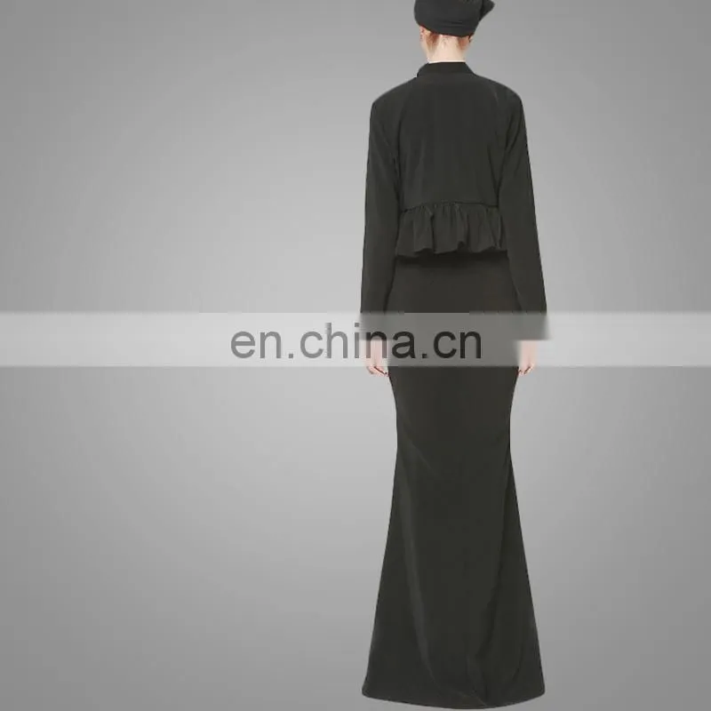 Jacket Maxi Dress Peplum Mermaid Shape Skirt