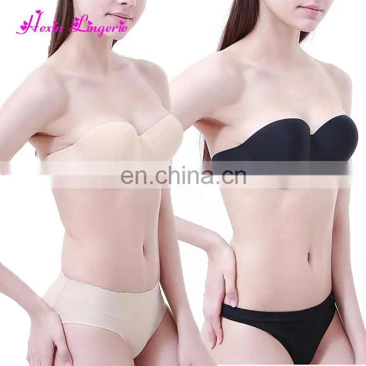 New arrival Underwire Solid Black backless push up wholesale strapless silicone bra