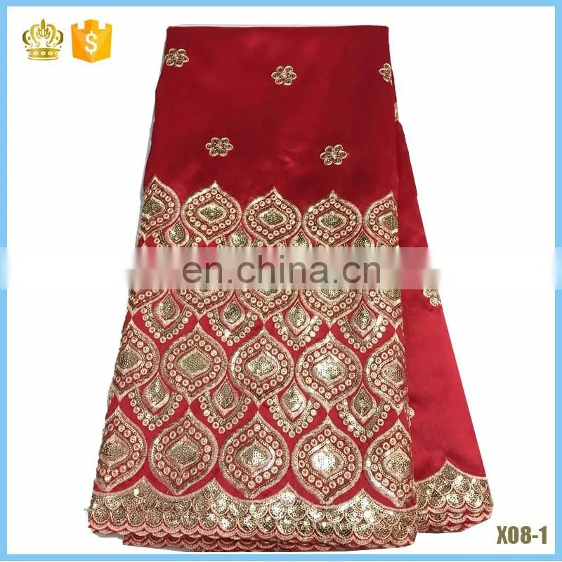 2016 Good Price African George Lace Fabric Top Quality With Sequins for dress F16022517