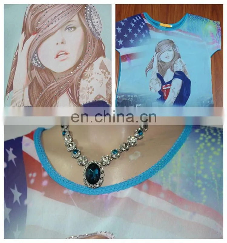 Chiffon t shirt women ladies girls rubber print t shirts digital printing t shirt