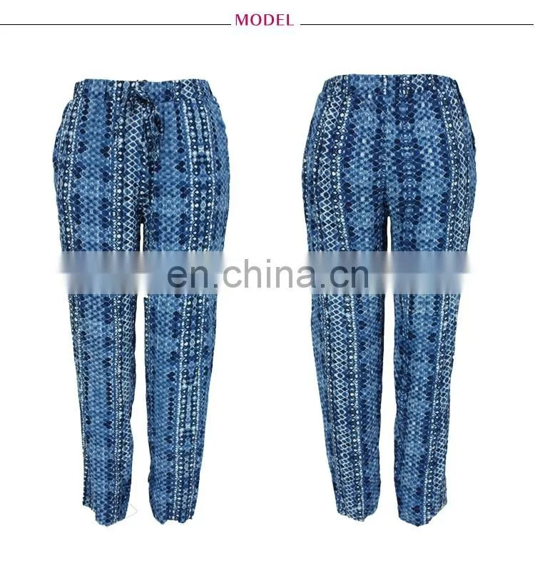 New Fashion Casual Blue Snakeskin Print Loose Fitting Long Women Pants