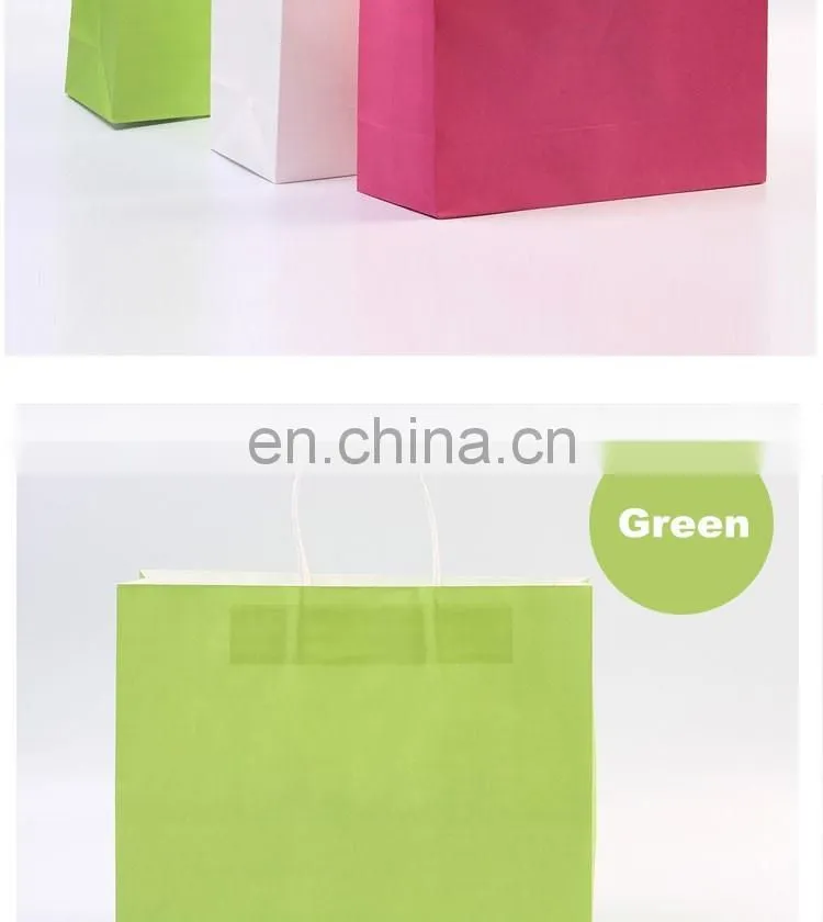 Wholesale colorful customized printed kraft paper bags with handles