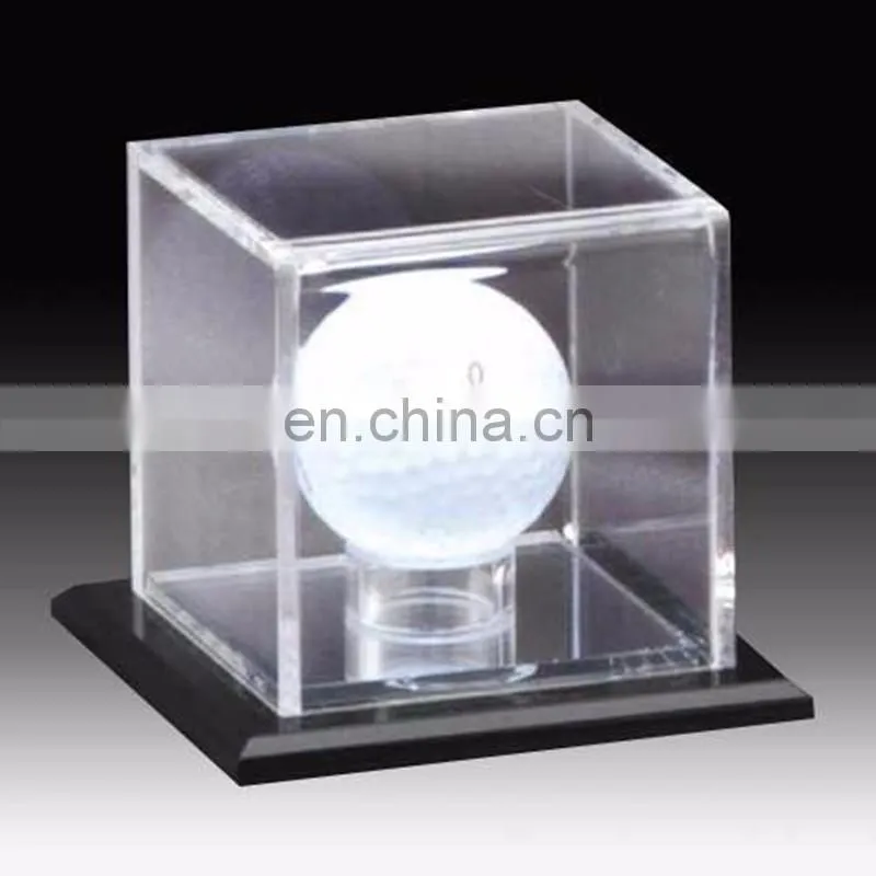 Clear square PMMA football display case plexiglass football display stand acrylic football display box