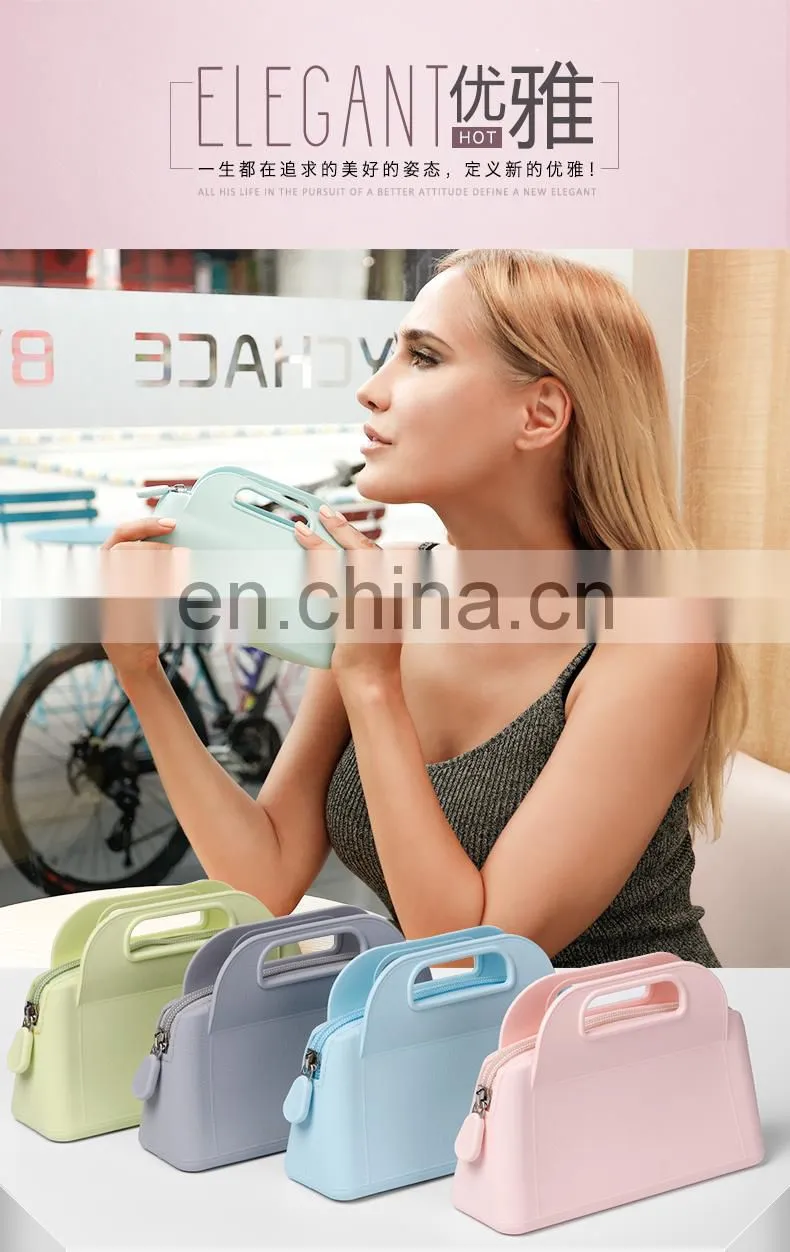 Women Tote Purse Handbag Multi Useful Silicone Cosmetic Pouch Ladies Clutch Wallet