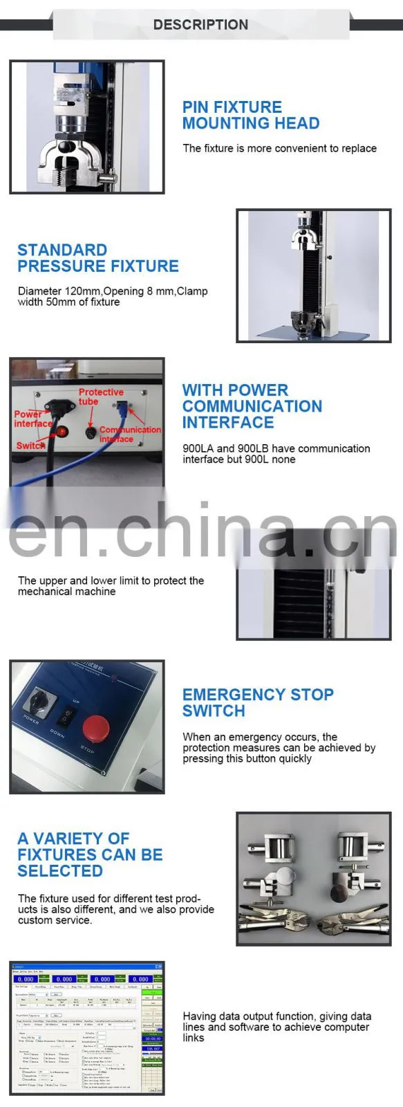 Liyi 2KN Digital Display Single Column Textile Plastic Material Universal Tensile Strength Testing Machine