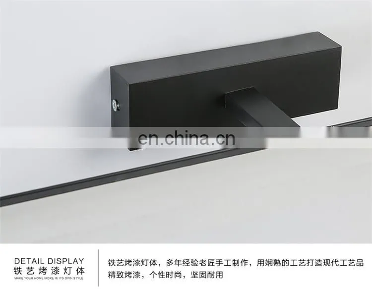modern minimalist waterproof long black LED mirror cabinet lamp for bathroom makeup