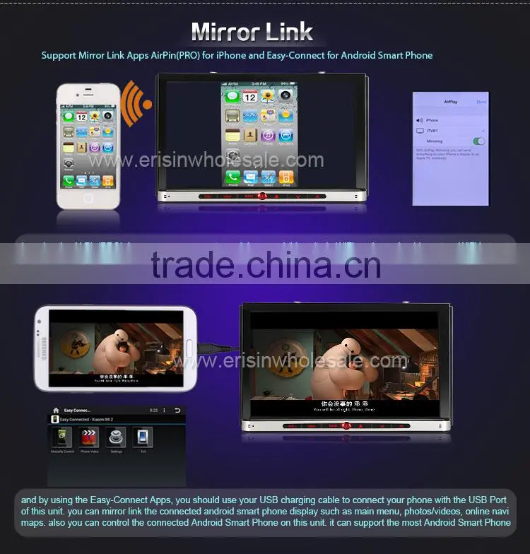 Erisin ES2007A 7" 2 Din Android 4.4.4 Car Radio DVD 3G WiFi