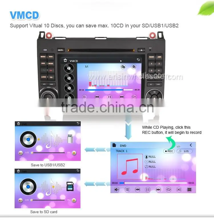 Erisin ES7682M 7 inch 2 Din Car DVD Player GPS for Mercedes A-Class W169