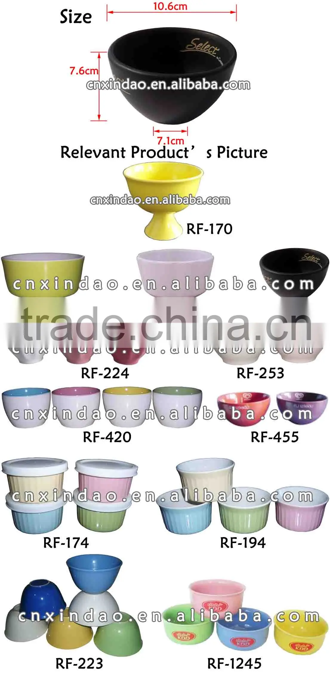Disposable Round Ceramic Promotion Soup Rice Bowl with Custom Color Made In China