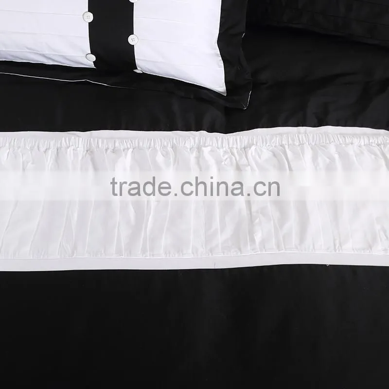Black and white 100% cotton luxury embroidered hotel bedding set professional commercial bed linen