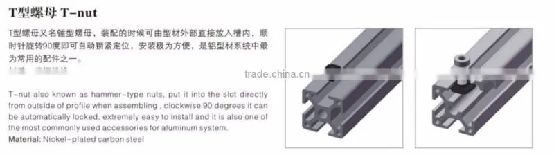 hammer-head nut for 6mm, 8mm and 10mm slots profiles