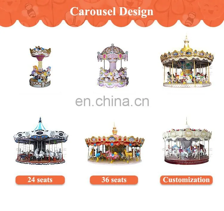 Fairground musical carousel equipment 6 seats amusement rides