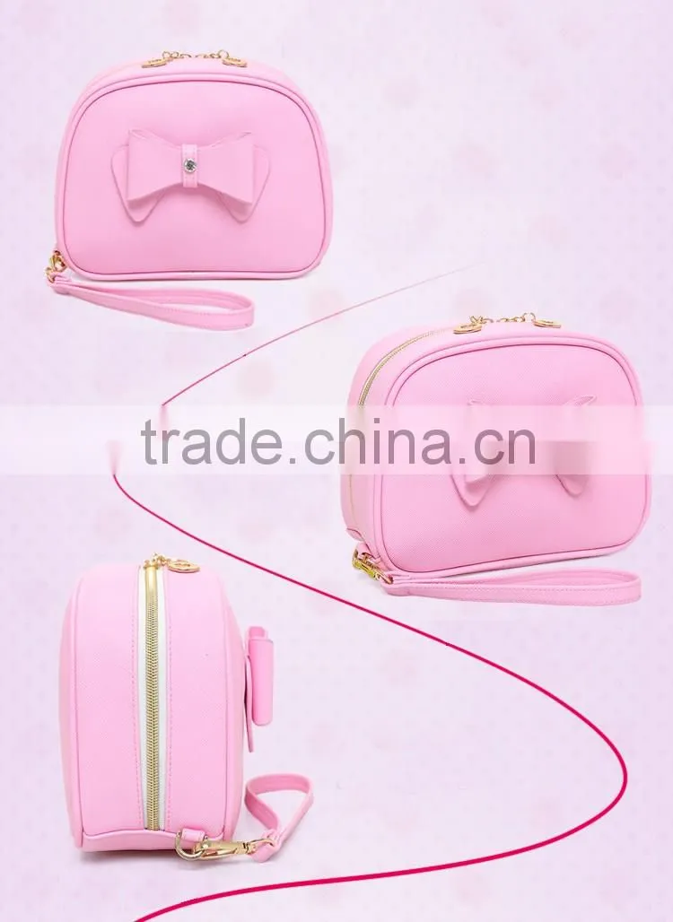 OEM Cute pink pu leather cosmetic bag pouch,high quality travel organizer makeup bag,funky cosmetic bag as makeup bag