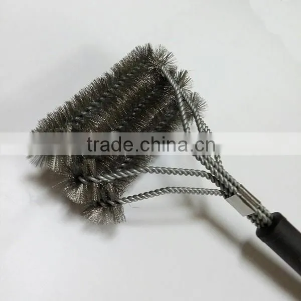 Amazon new hot sell Best New Design 3 Brushes in 1, Wire Stainless Steel Barbecue Grill Cleaning Brush 16 17 18 inch
