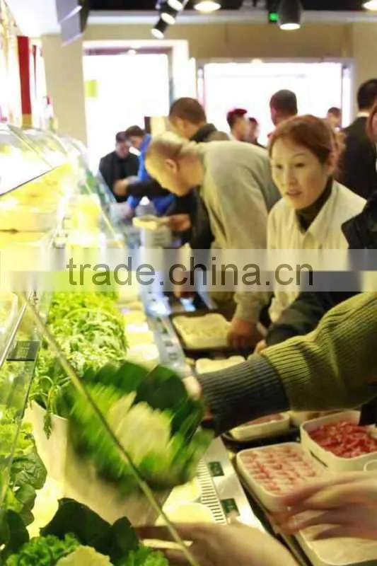 APEX restaurant air cooled showcase hot pot chafing dish refrigerated order dishes display cabinet
