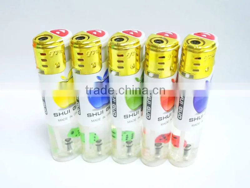 Good quality plastic material cigarette lighter electric windproof gas lighter with dice