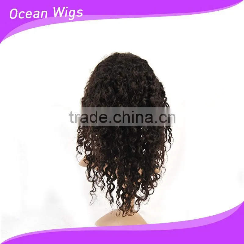human hair front lace wig, deep wave,18", natural color