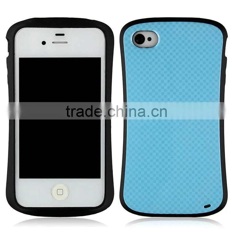 Light Blue mobile phone case with unique Carbon fiber design for iphone4/4s