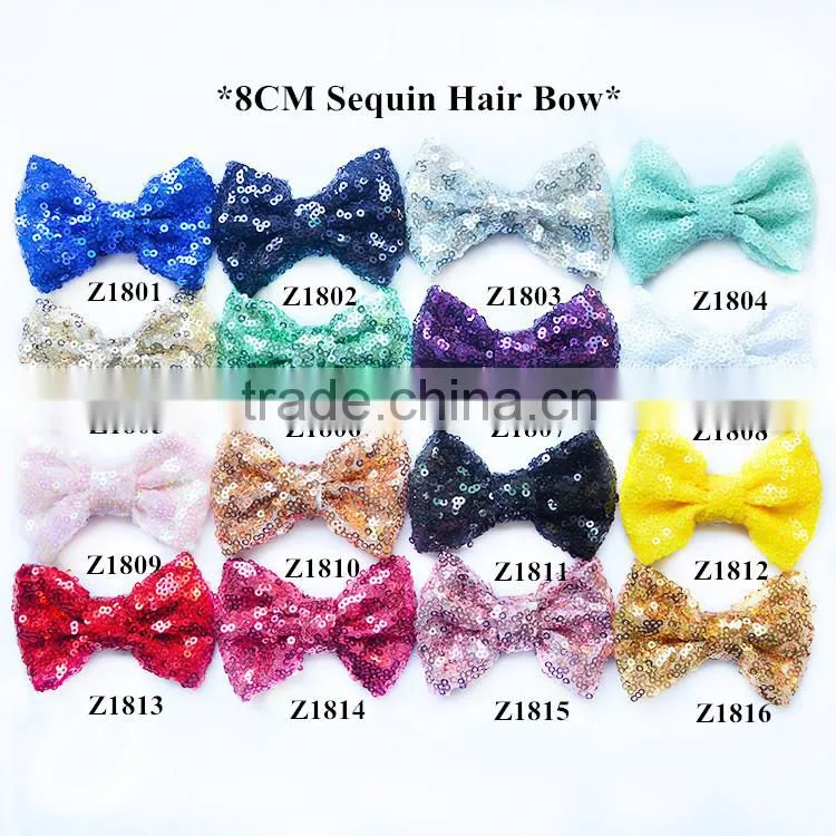 Vintage 12cm embroidered sequin hair bow accessory,hair bowknot in stock for babygirl