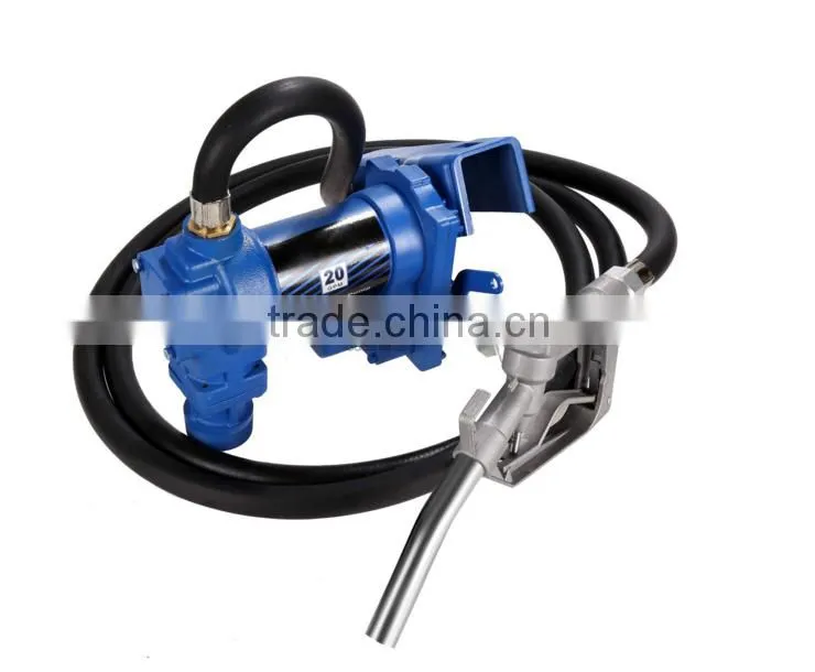Portable oil transfer unit fuel transfer pump unit with mechanical flow meter nozzle