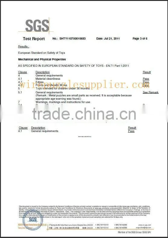 Brain Teasers China - metal educational toys EN 71 Passed