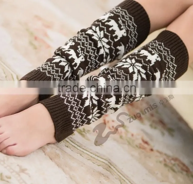 Christmas Deer Knitted Leg Warmers Leg Warmers in Camel Boot Topper Christmas Gift Soft Knitted Socks Woman Fashion Winter