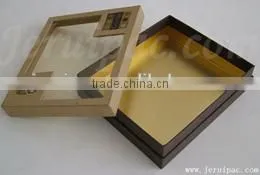 Customized wholesale small cheapest cardboard paper box PVC window with handle