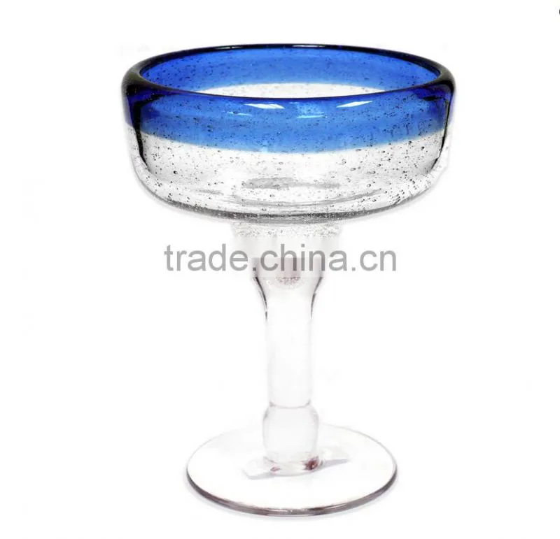 Blue Thick rim leadfree customized size margaret glass set high quality in stocks unique model