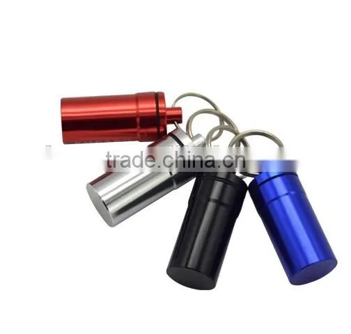 FDA Standard Waterproof Aluminium Mini Pill Case Keyring