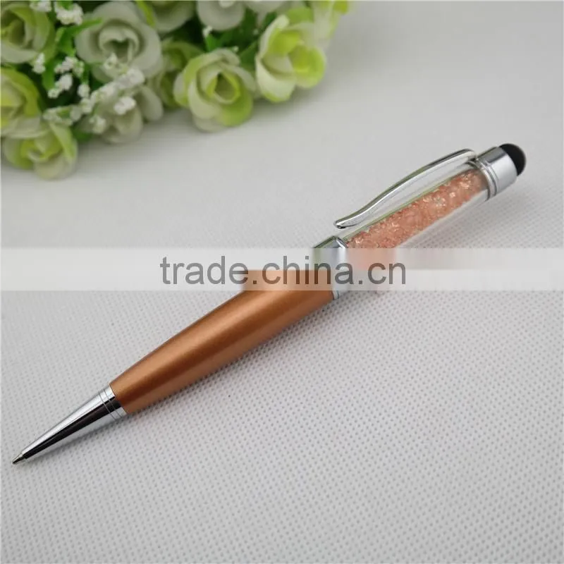 TCR-08 novelty crystal touch pen , 3 in 1 stylus pen with usb drive