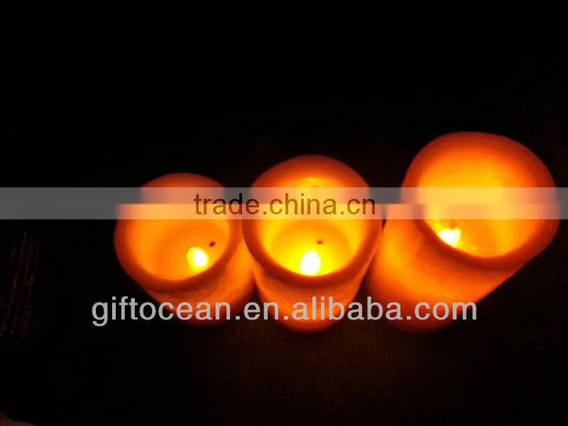 square pillar 75*H80mm 2 LED light wax candle, flameless electronic candle