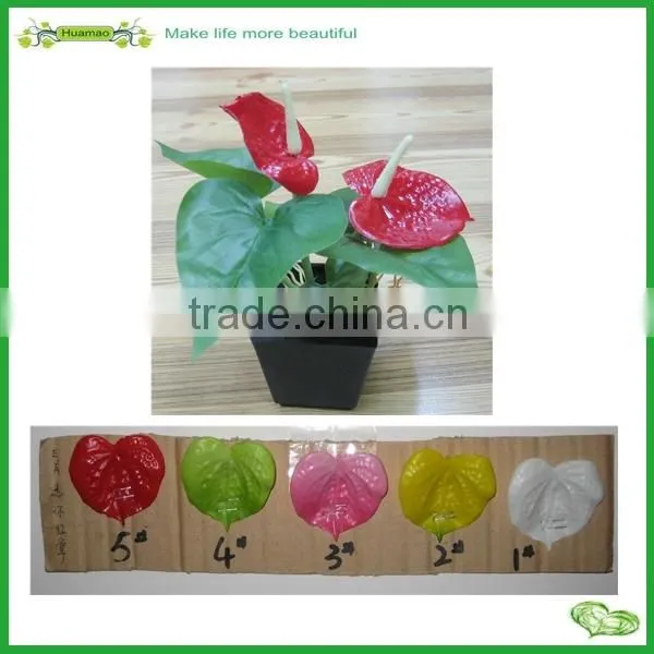 Mini artificial anthurium leaves bonsai for indoor decoration