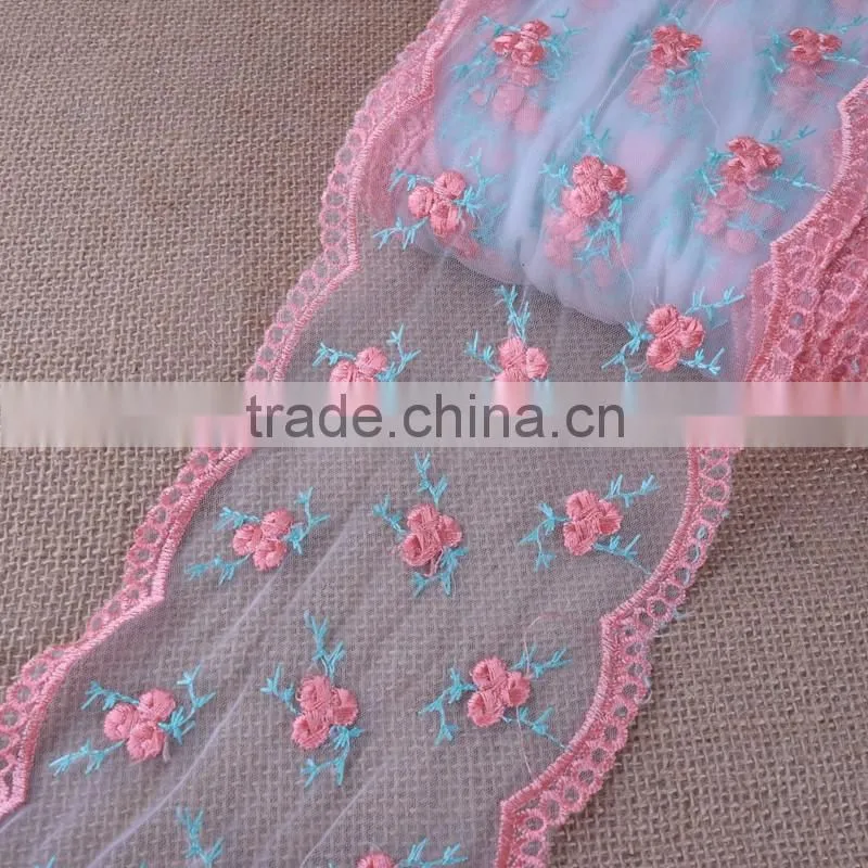 New embroidery bridal lace trimming hot sell five color in stock wide:15cm