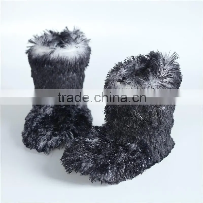 Ladies long pink PV plush boots