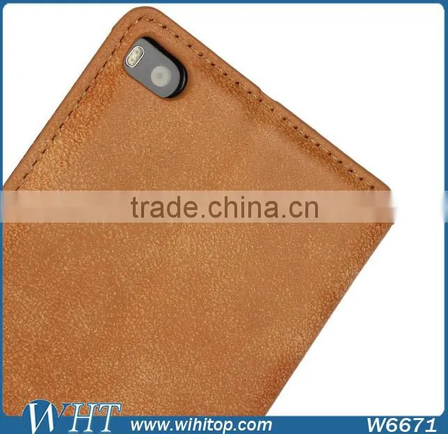 2015 Matte Retro Leather Case for Huawei P8 with Business Card Slot