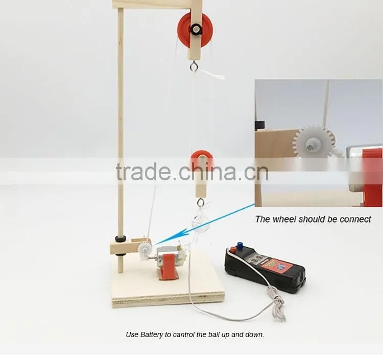 DIY wood material crane electronic and educational physical science kit for kids