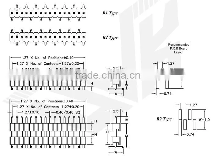1.27mm Pitch Pin Header Single Row S.M.T Type
