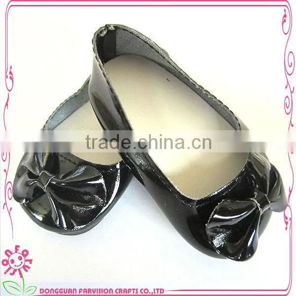 Mini golden doll shoes with bow OEM 18'' doll shoes for kids