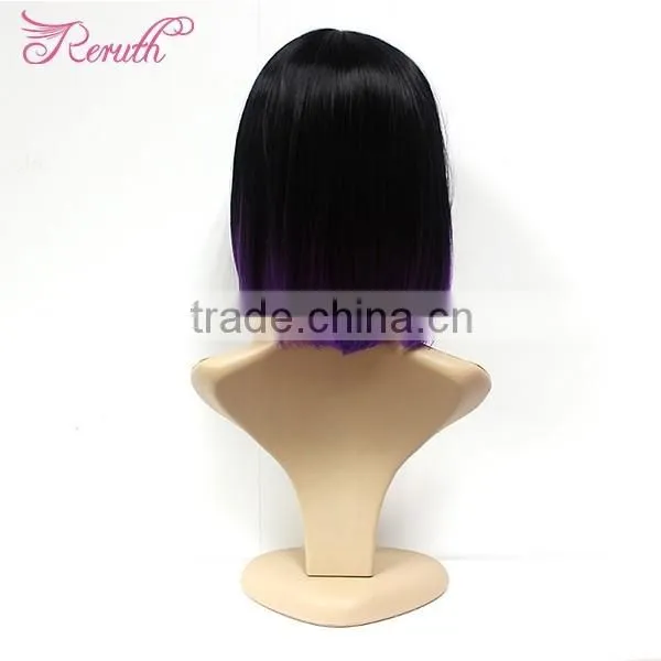 Wholesale two tone colorful human short bob hair lace front wig