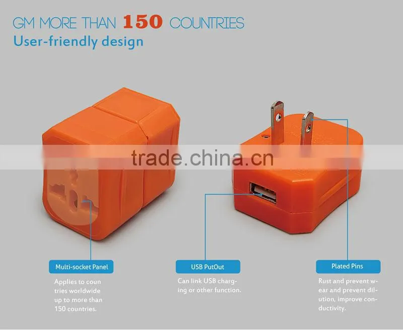 GENJOY CE ROHS NEW PC factory price Germany power cord travel adapter world adapter plug