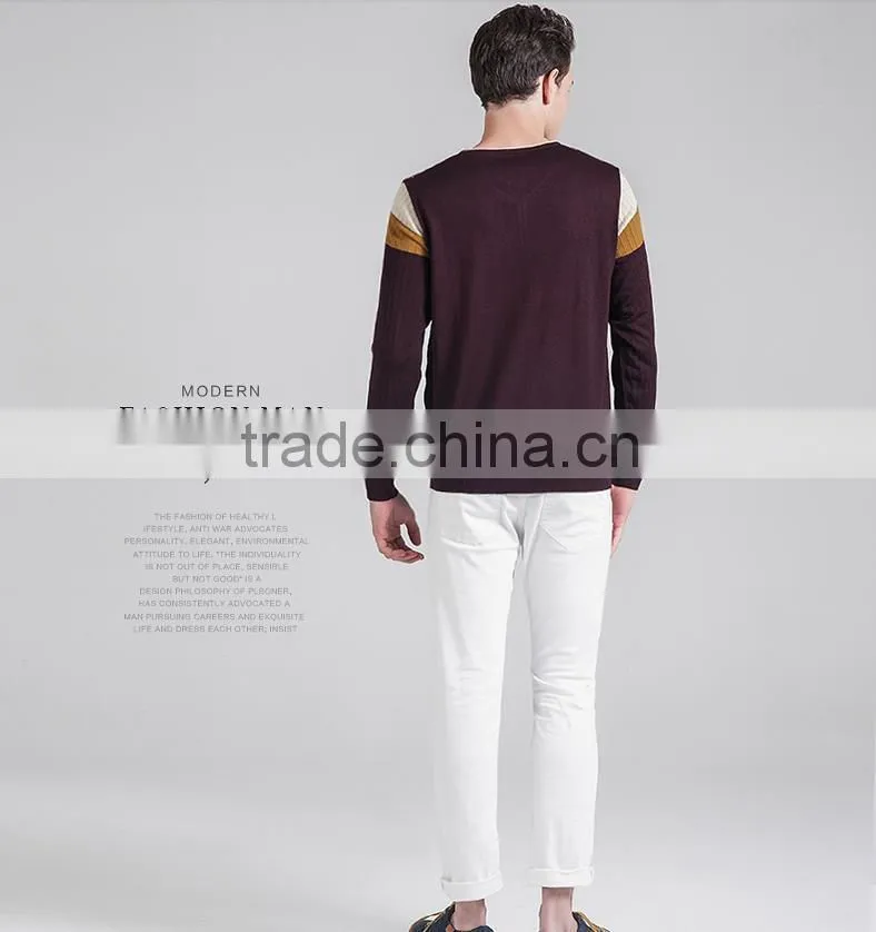 Mens slim contrast color breathable pullover sweater