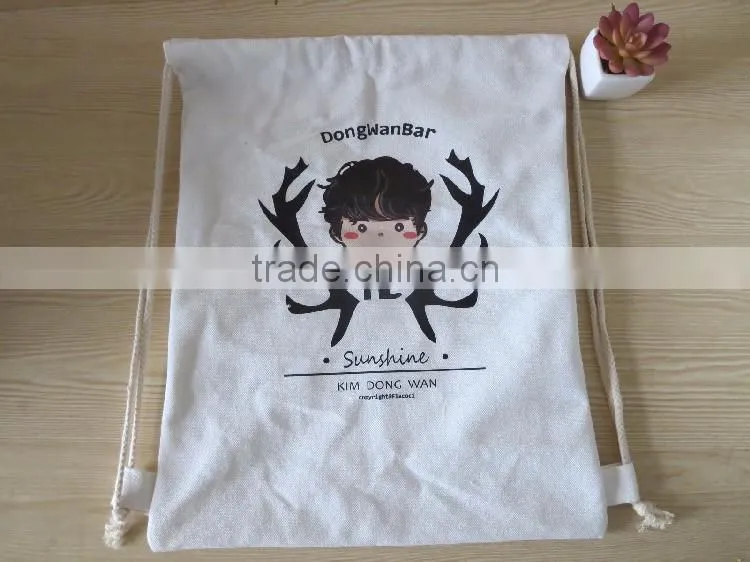 wholesale cotton children bag drawstring school backpack