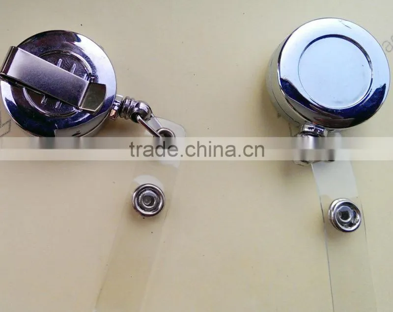 Custom logo high quality chrome plastic electroplate retractable badge reel