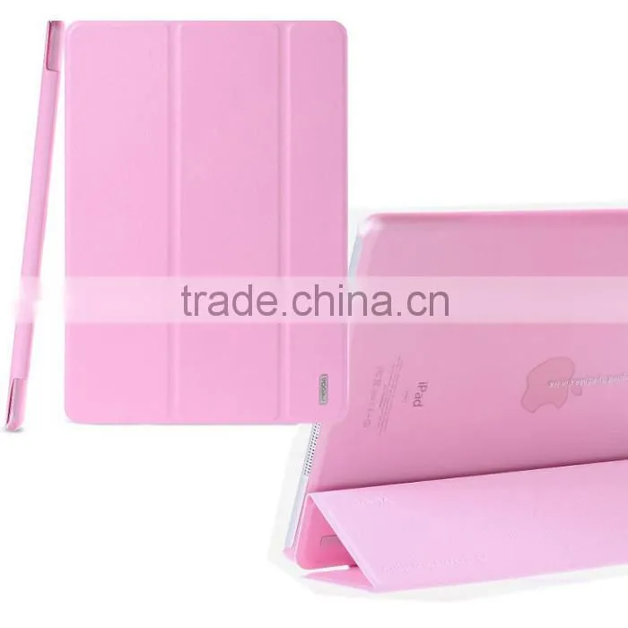 Three folder pu leather smart case coer for IPad air 2,smart case cover for ipad mini 2