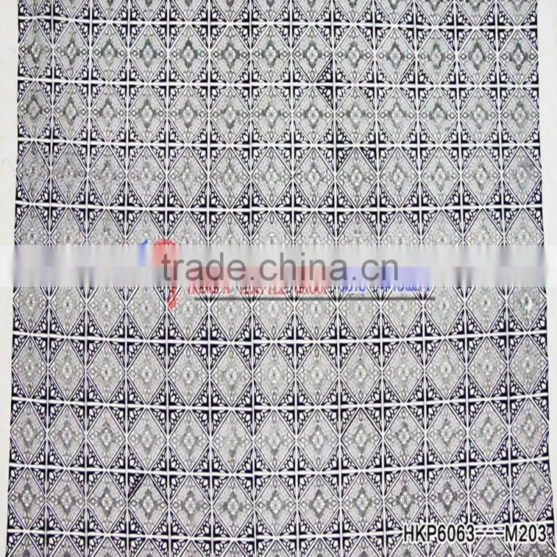 Latest African Lace Ffabric White Polyester Mesh Mlik Silk Thread With Geometric Element Fashion Style