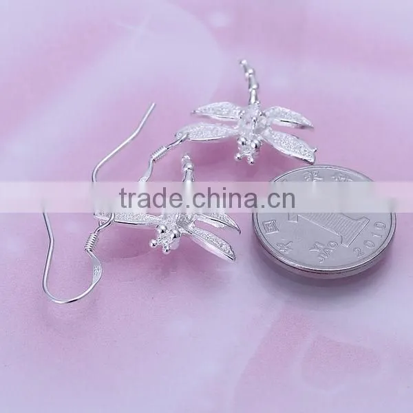 925 sterling silver hook dangle dragonfly earrings